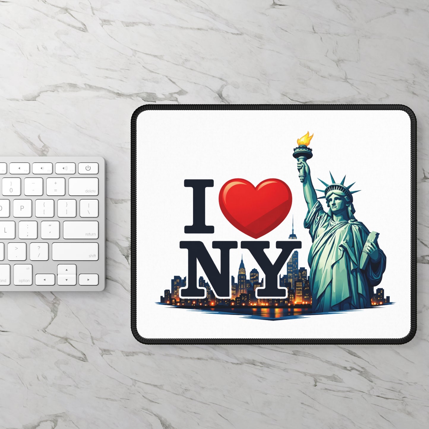 I NY Statue of Liberty Gaming Mouse Pad — New York City Skyline Desk Mat