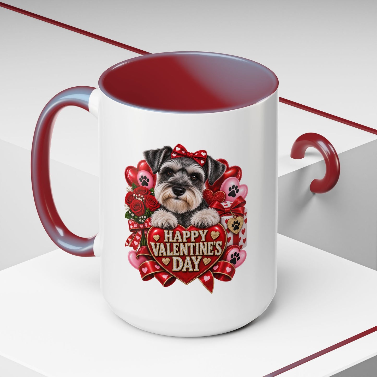 Valentine’s Day Dog Coffee Mug — "Happy Valentine’s Day" Accent Mug