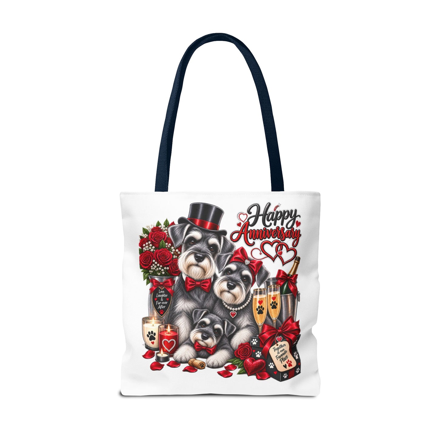Anniversary Schnauzer Tote Bag — "Happy Anniversary" Romantic Floral Gift