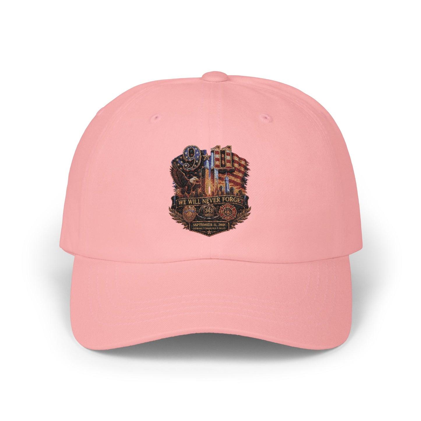 Dad Cap with Vintage Cityscape Embroidered Patch – Classic White Baseball Hat