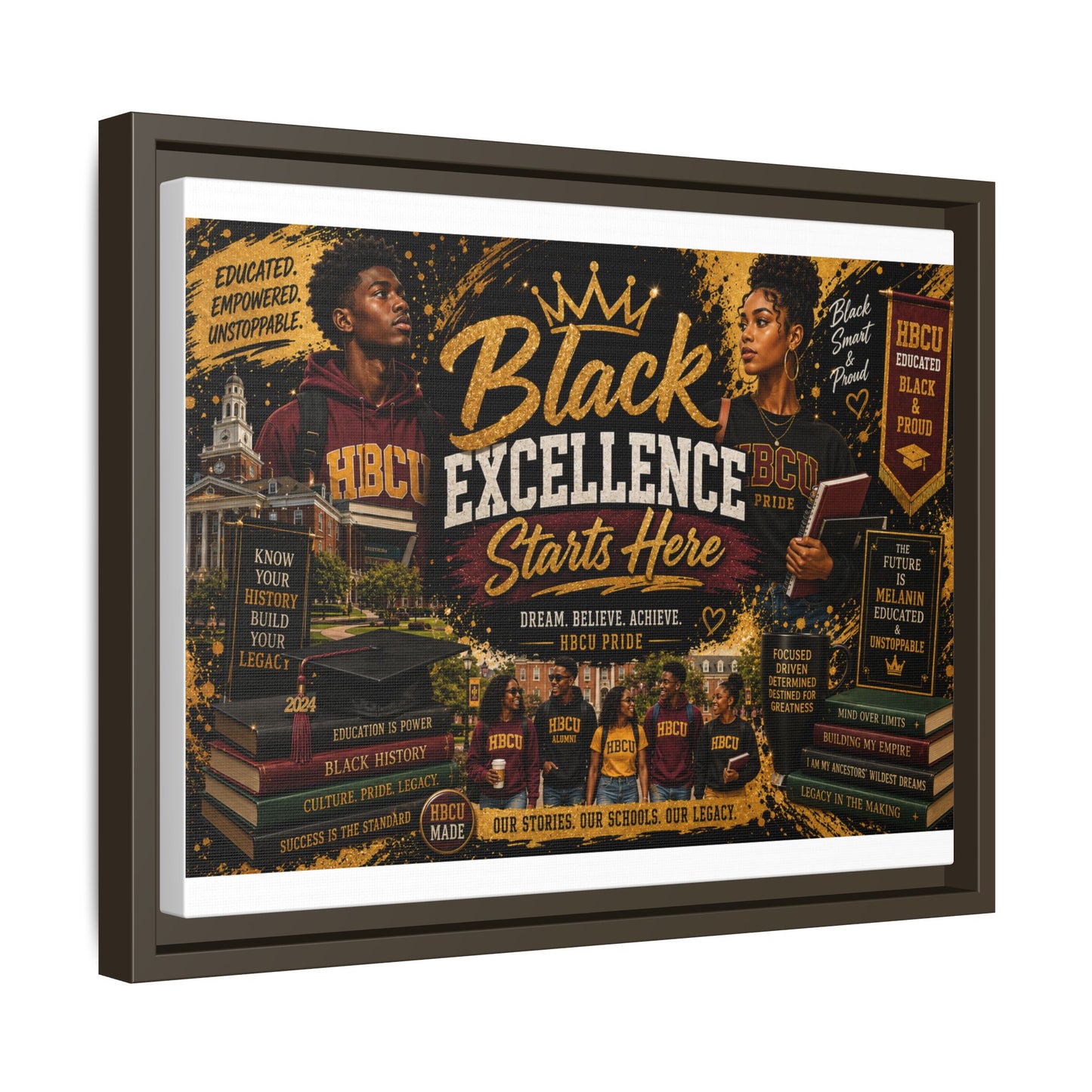 Black Excellence Starts Here Framed Canvas