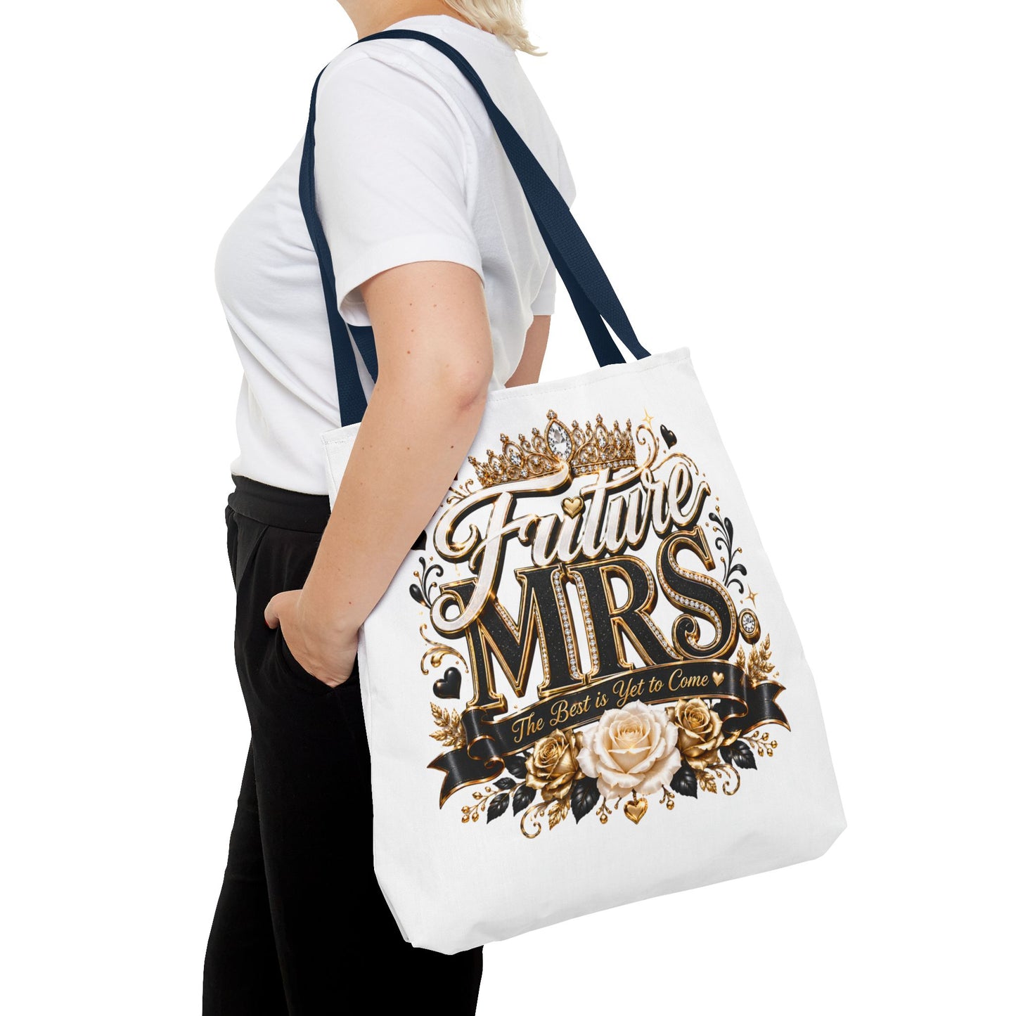 Future Mrs. Tote Bag — Bridal Bachelorette Gift Bag with Gold Crown Design