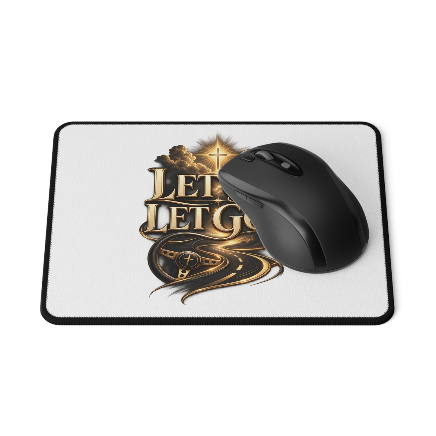 Let Go Let God Gaming Mouse Pad — Christian Inspirational Non-Slip Mousepad