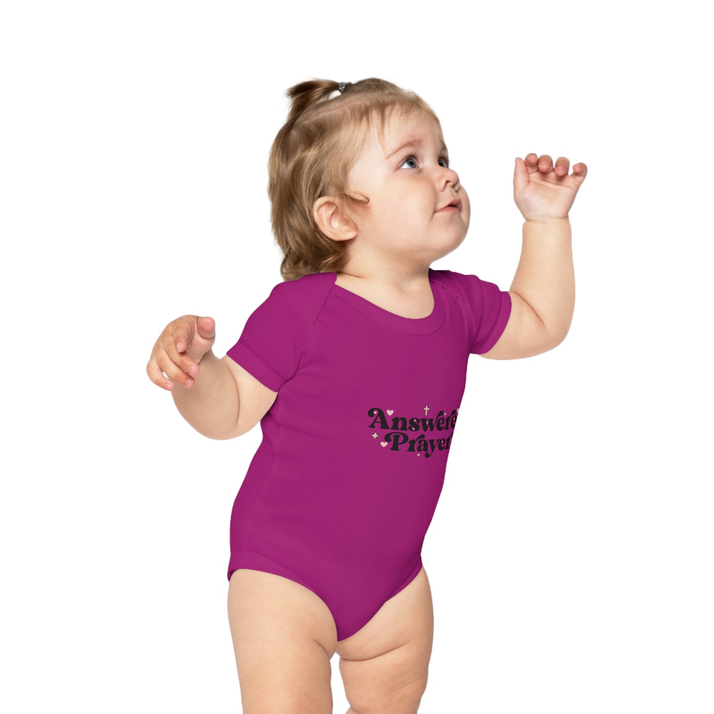 Baby Bodysuit "Answered Prayer" — Religious Newborn Onesie, Christian Gift for Baptism & Baby Shower