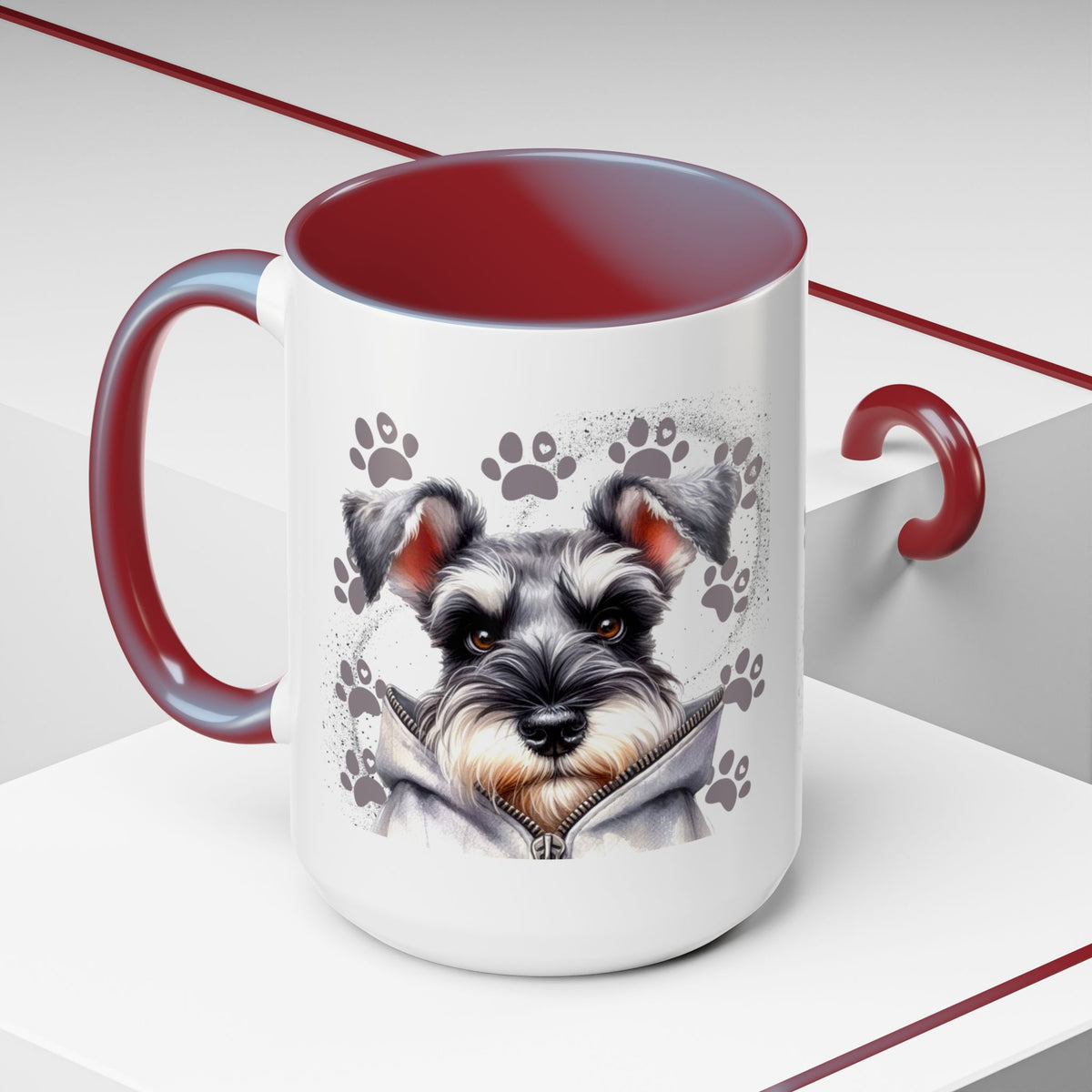 Schnauzer Paw Print Accent Coffee Mug (11/15oz)
