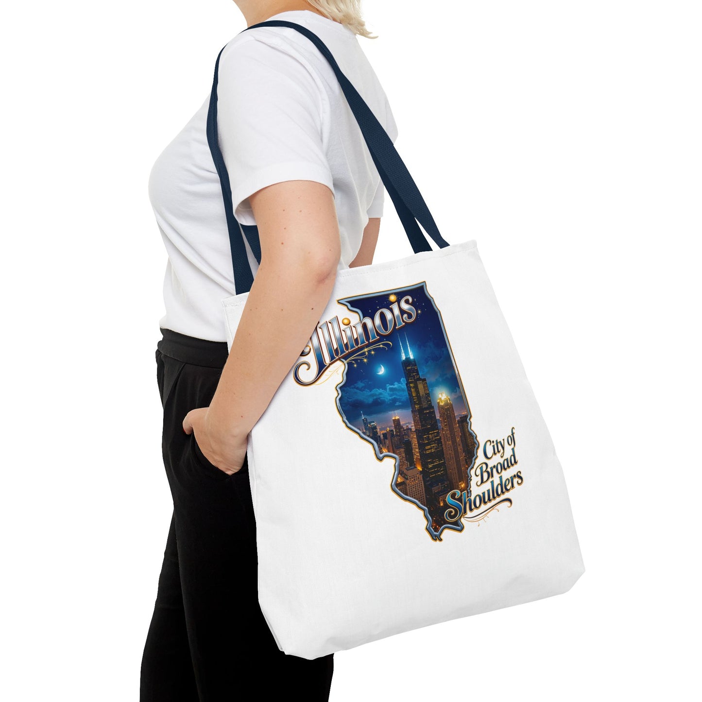 Illinois Skyline Tote Bag — "City of Broad Shoulders" Chicago Night Design