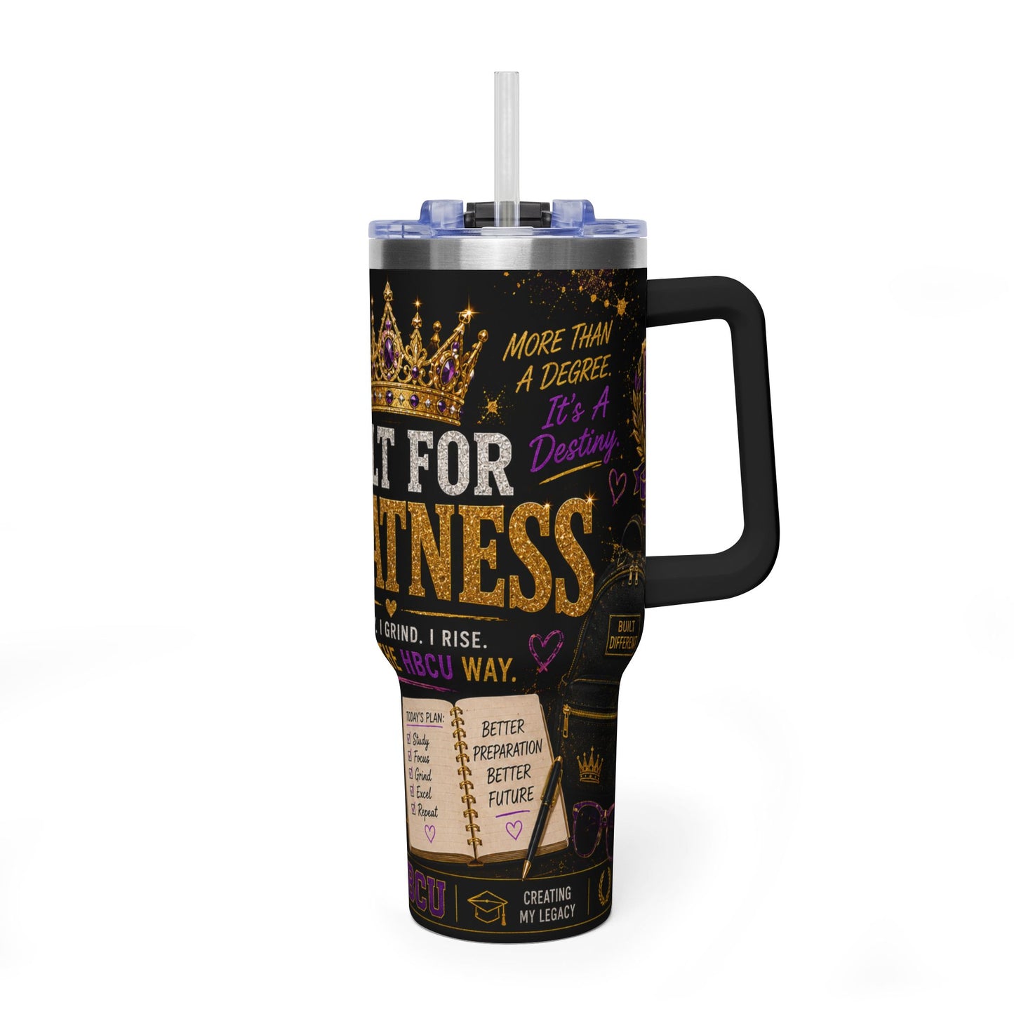 40oz Vacuum Tumbler - Built for Greatness HBCU Graduation Travel Mug