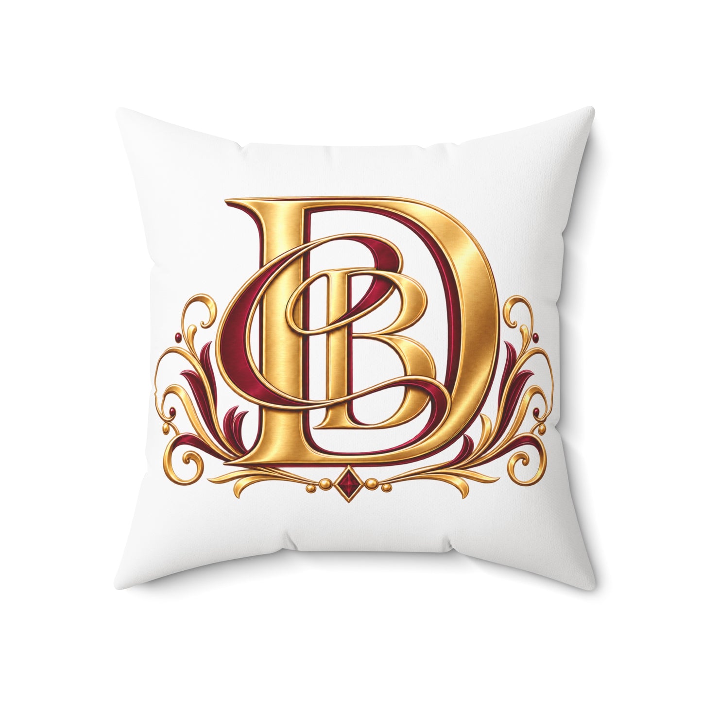 Monogram D&B Gold Decorative Throw Pillow — Elegant Initial Accent