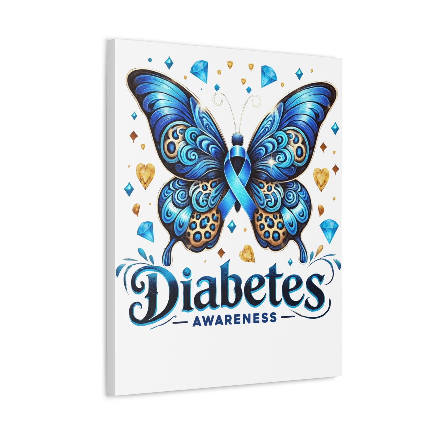 Diabetes Awareness Butterfly Stretched Canvas