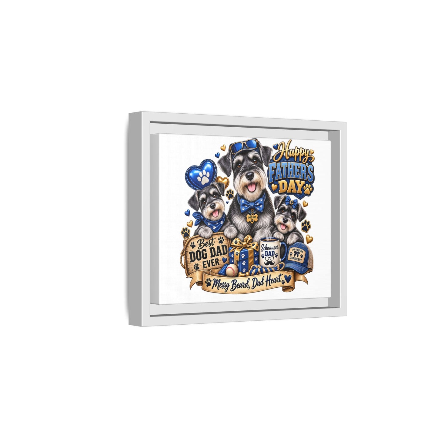Happy Father's Day Schnauzer Canvas – Best Dog Dad Ever Framed Wall Art