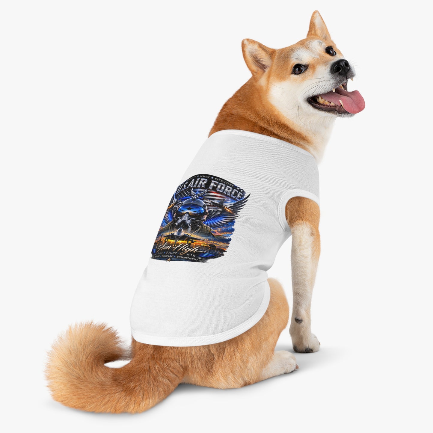 U.S. Air Force Pet Tank Top - "Aim High" Military Pilot Dog Shirt