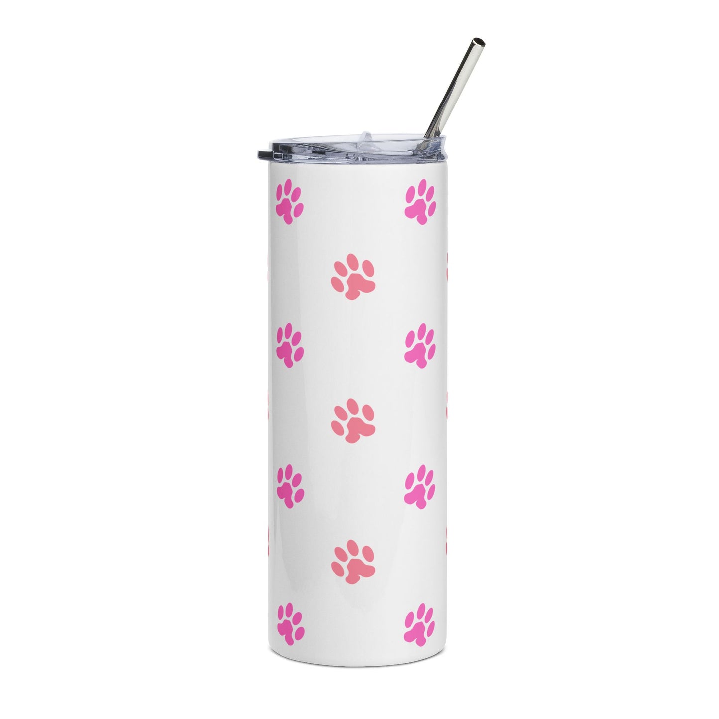 20oz Paw Print Tumbler – Pink Dog Cat Paws Stainless Steel Travel Cup