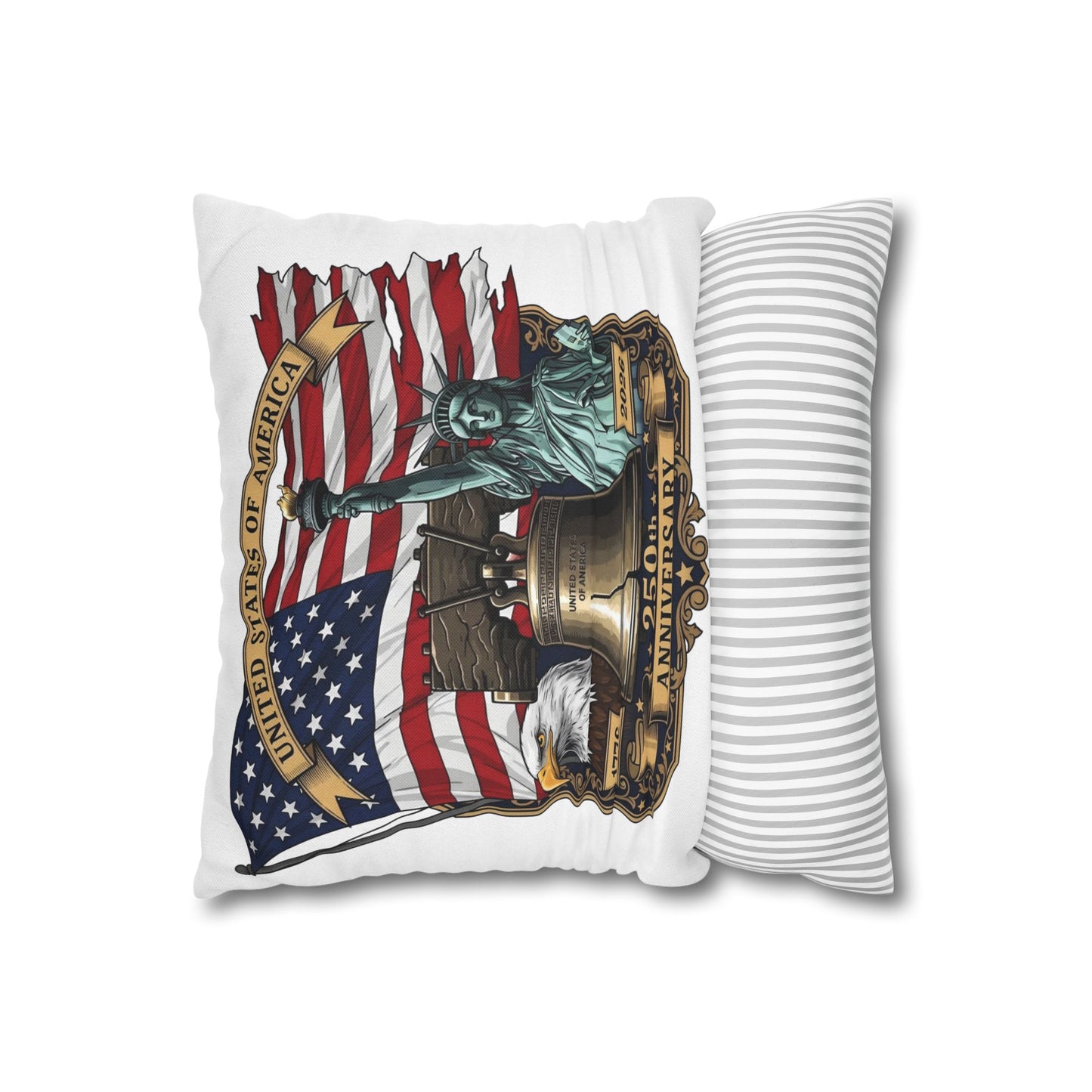 Liberty 250th Anniversary Decorative Pillowcase — Statue of Liberty, Liberty Bell & Flag Design (1776–2026)