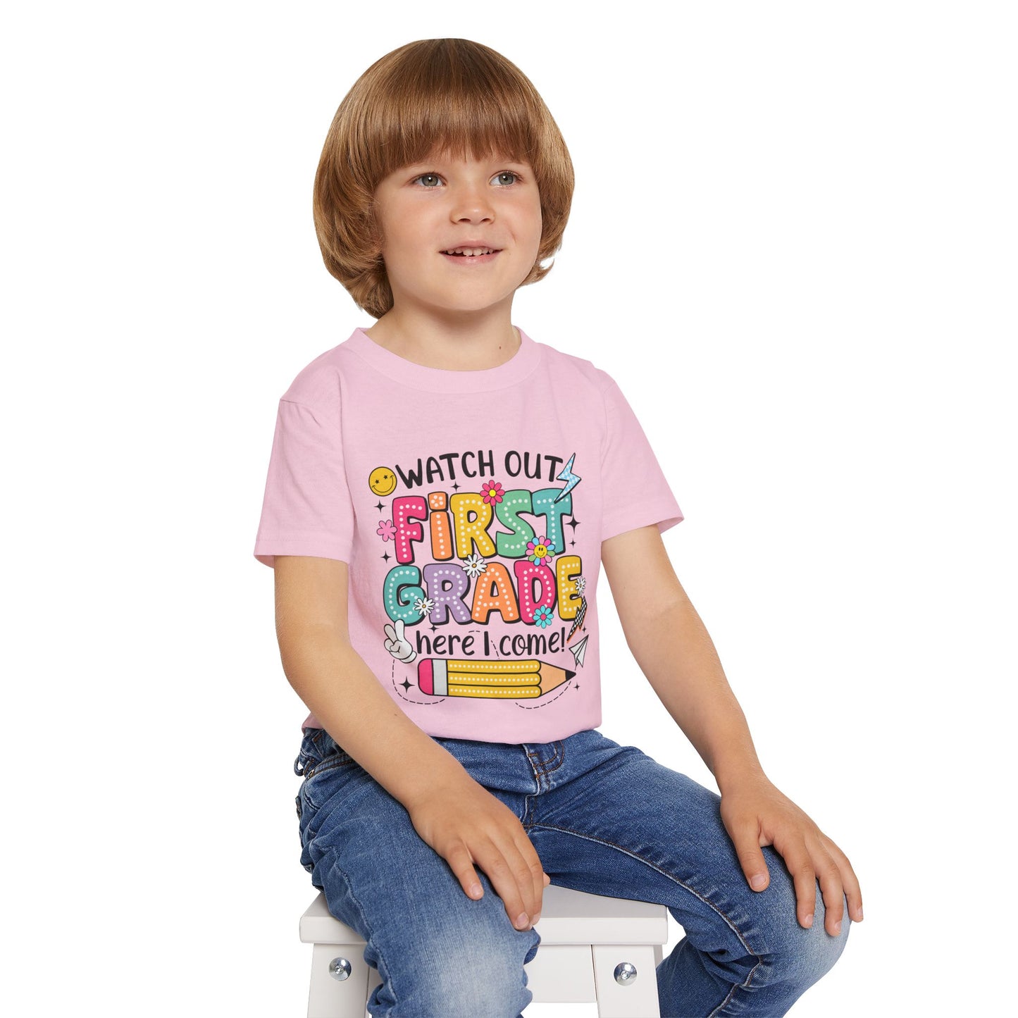 First Grade Toddler T‑Shirt – "Watch Out First Grade Here I Come!" Back‑To‑School Tee