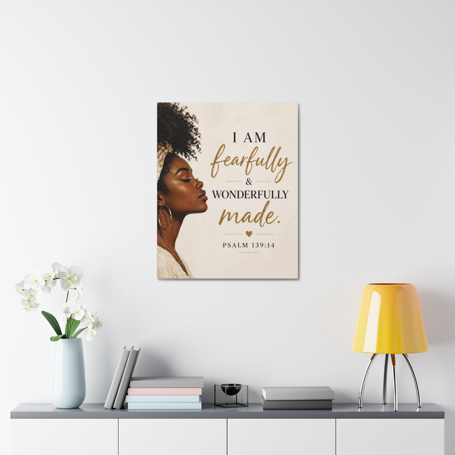 Canvas Wall Art — "I Am Fearfully & Wonderfully Made" Psalm 139:14 Inspirational Portrait