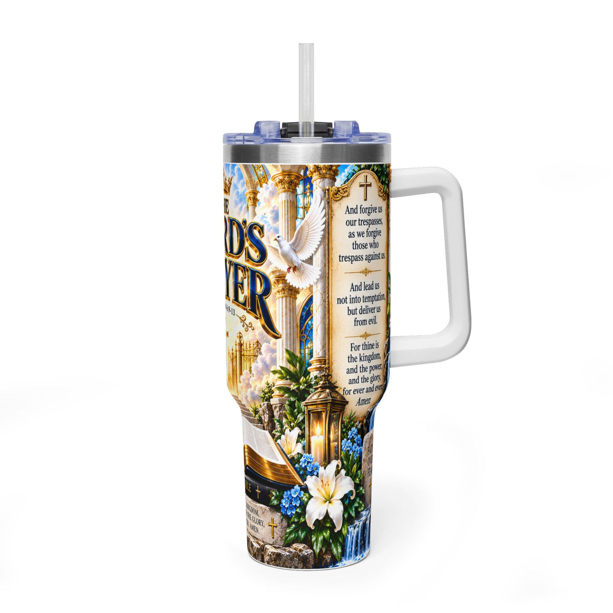 The Lord's Prayer 40oz Vacuum Tumbler — Christian Scripture Travel Mug