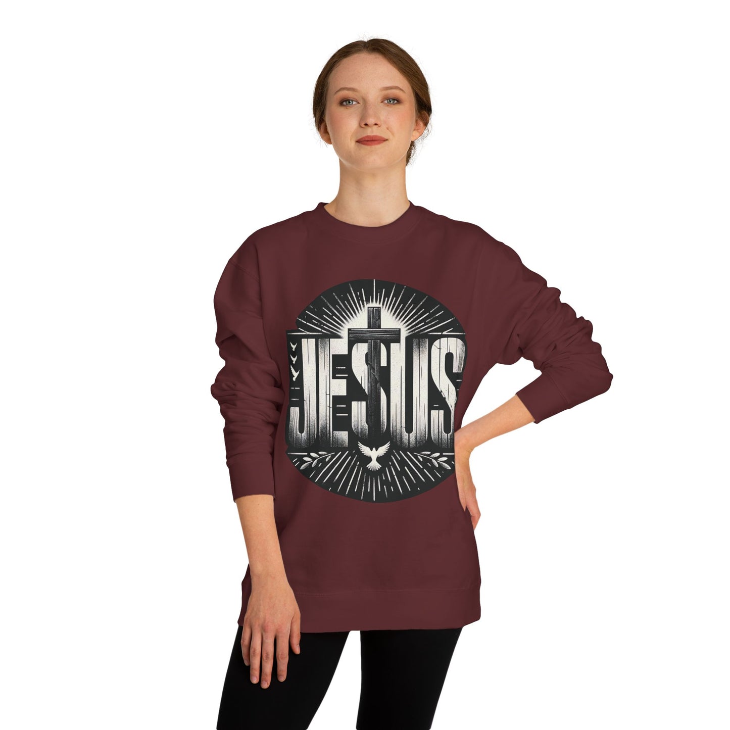 Jesus Graphic Sweatshirt — Vintage Religious Cross & Lamb Crewneck