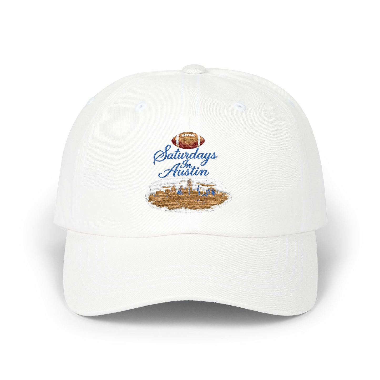Dad Cap — "Saturdays in Austin" Football Skyline Embroidered Hat