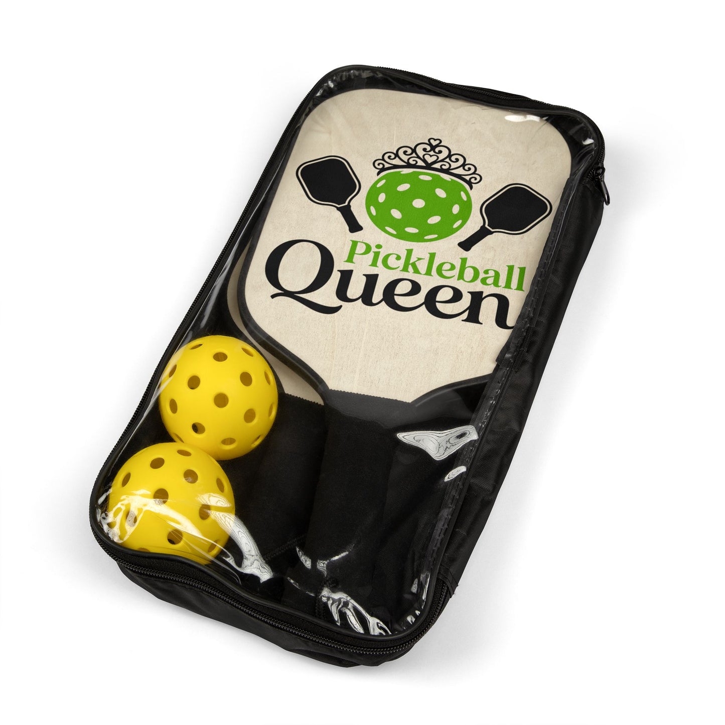 Pickleball Queen Paddle Set — 2-Pack Pickleball Kit with Balls, Crown Design