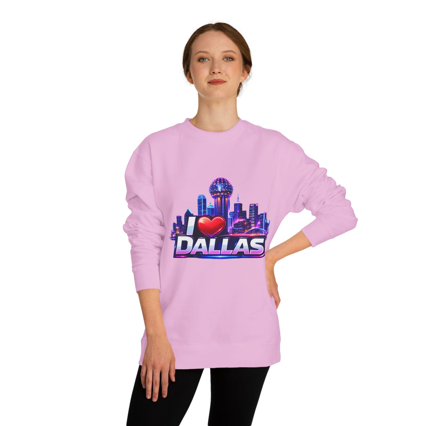 I Heart Dallas Skyline Sweatshirt — Retro Neon City Crewneck