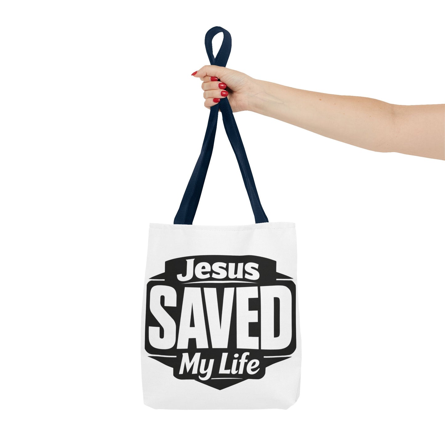 Jesus Saved My Life Tote Bag — Christian Faith Inspirational Carryall