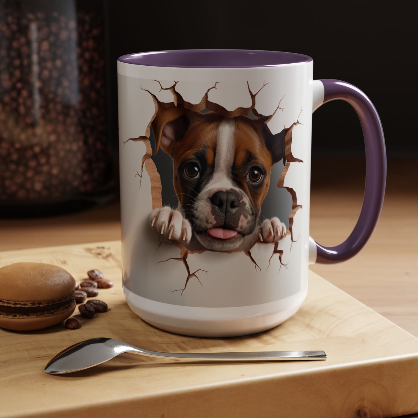 Boxer Puppy Peeking Coffee Mug — Cute Dog 11/15oz Accent Mug