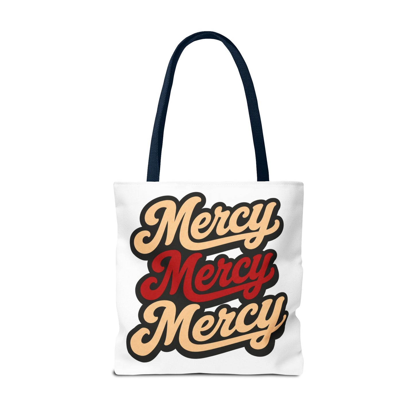 Mercy Mercy Mercy Retro Script Tote Bag — Vintage Typography Canvas Tote