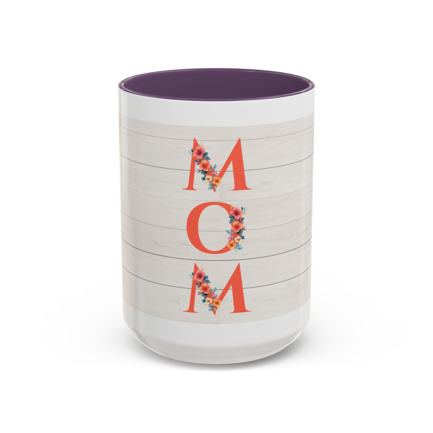 MOM Floral Accent Coffee Mug – Rustic Shiplap Mother's Day Gift (11/15 oz)