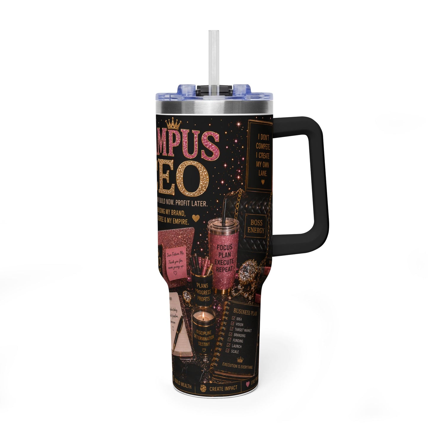 Campus CEO 40oz Vacuum Tumbler – Motivational College Planner Travel Mug