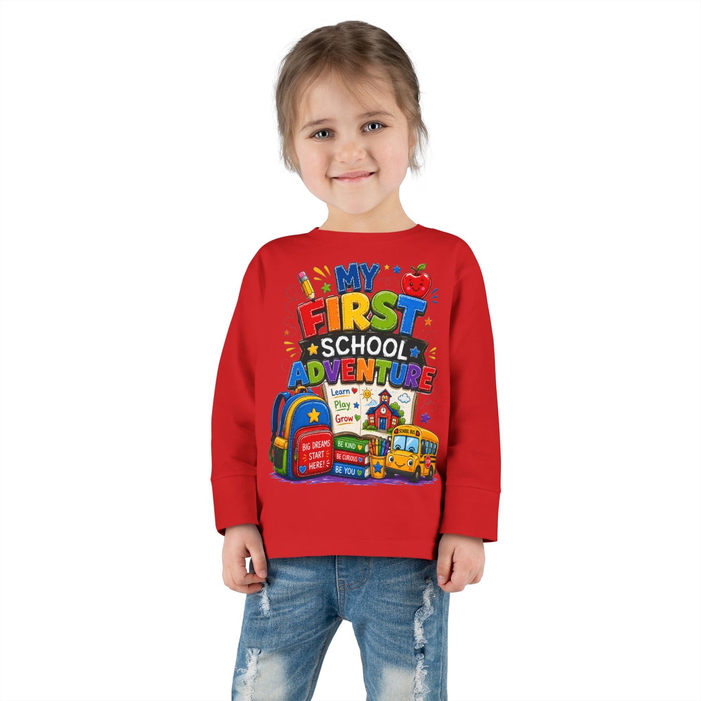 My First School Adventure Toddler Long Sleeve Tee