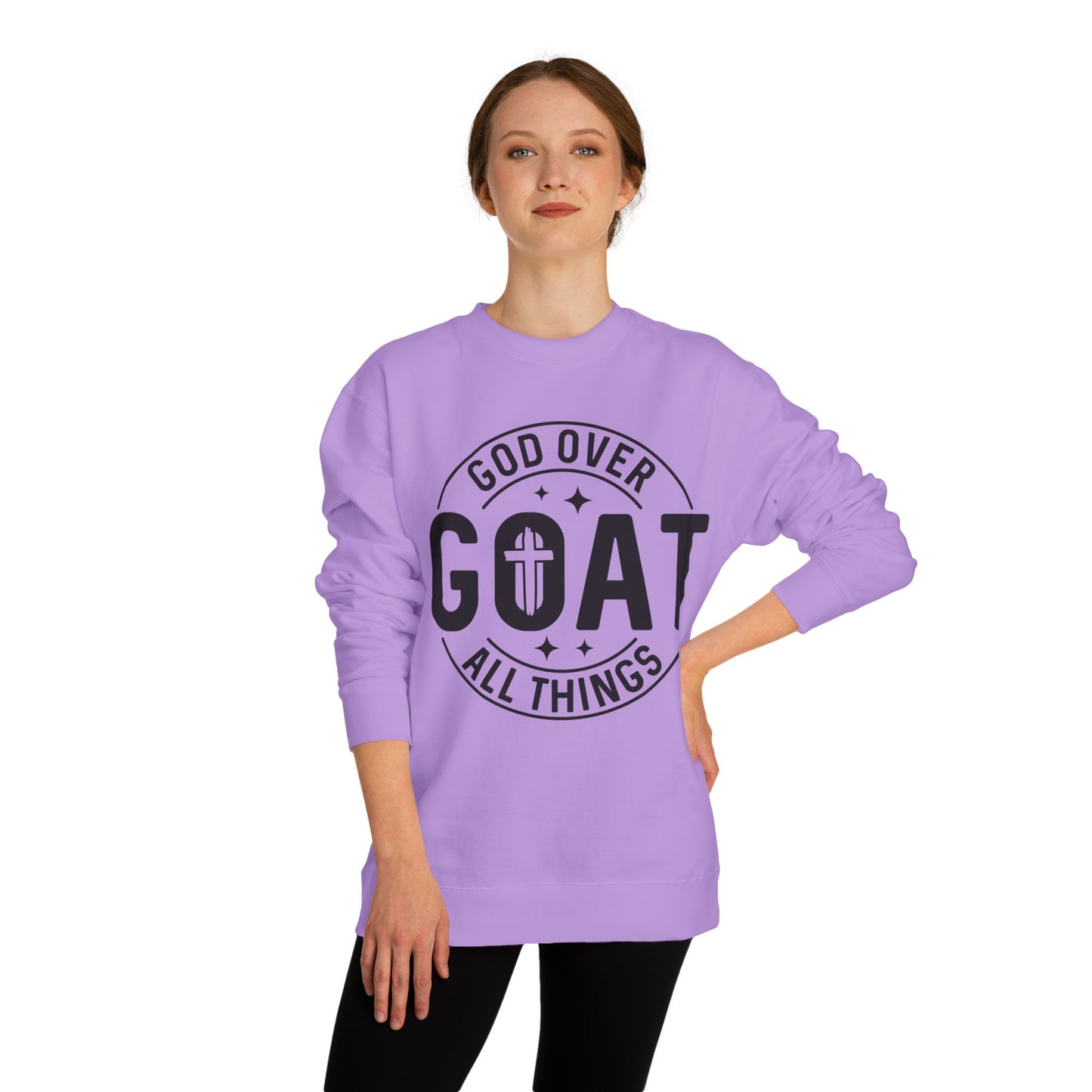 God Over GOAT Crewneck Sweatshirt — Christian Faith Graphic Pullover