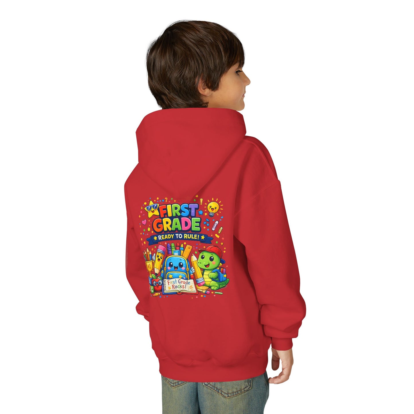 First Grade Hoodie - "First Grade Ready To Rule" Kids Back-to-School Sweatshirt