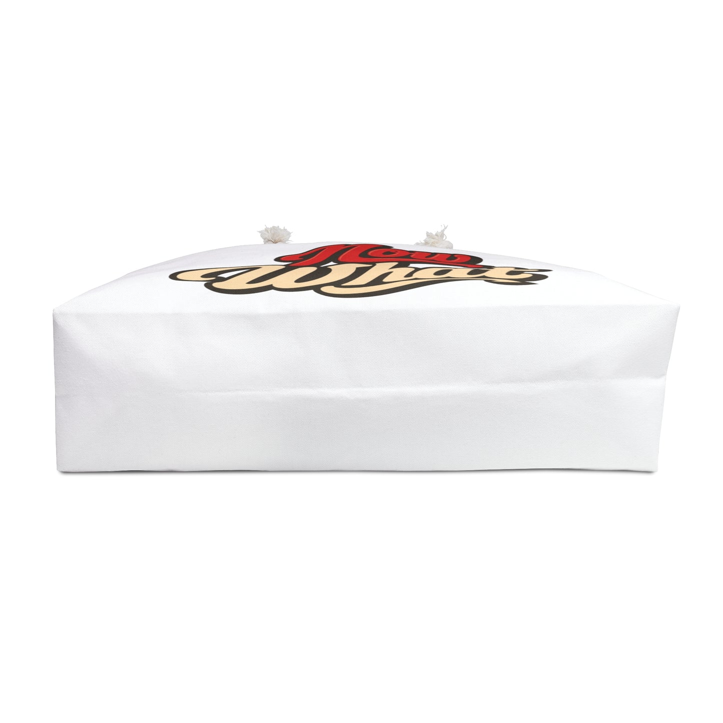 Now What Weekender Bag — Bold Retro Script Travel Tote for Getaways