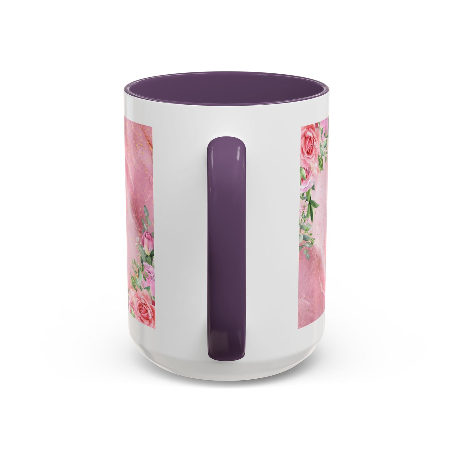Mother’s Love Accent Coffee Mug — “A Mother's Love is the Heart of the Family” (Pink Floral, 11/15oz)