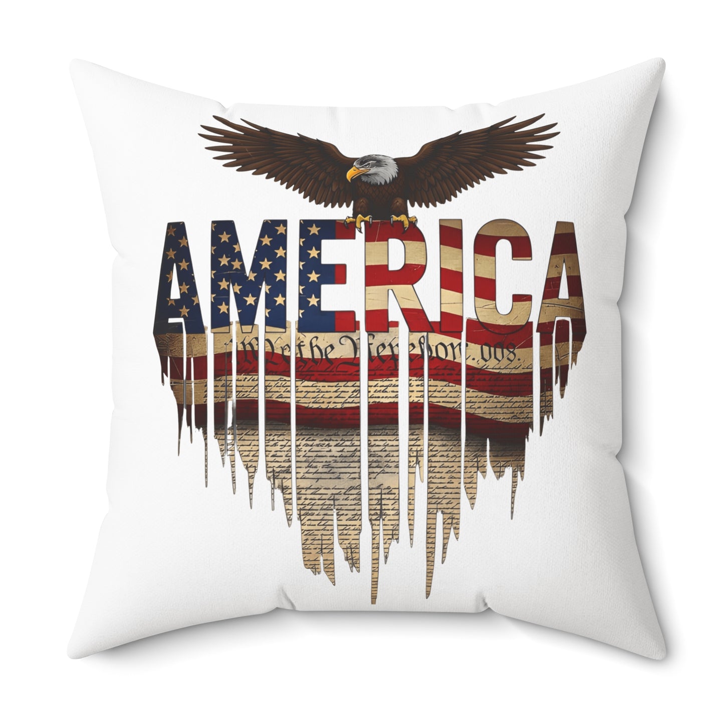 Patriotic Eagle "America" Flag Square Pillow