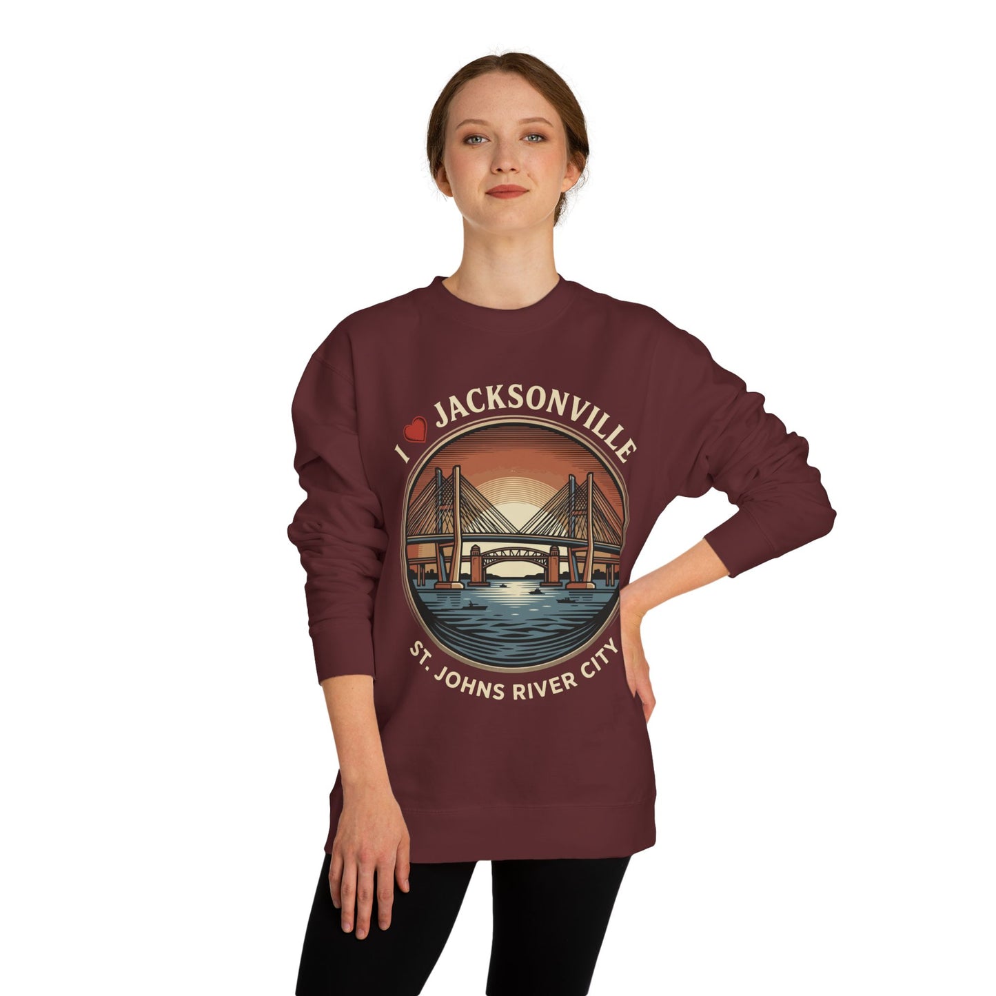 Jacksonville Crewneck Sweatshirt — I Jacksonville St. Johns River City Graphic