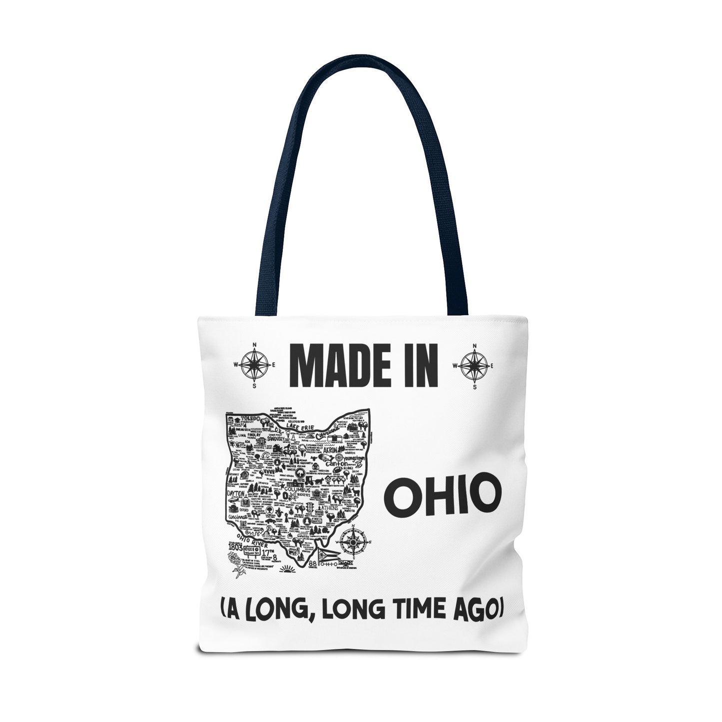 Made in Ohio Tote Bag — Vintage Map Design "A Long, Long Time Ago"