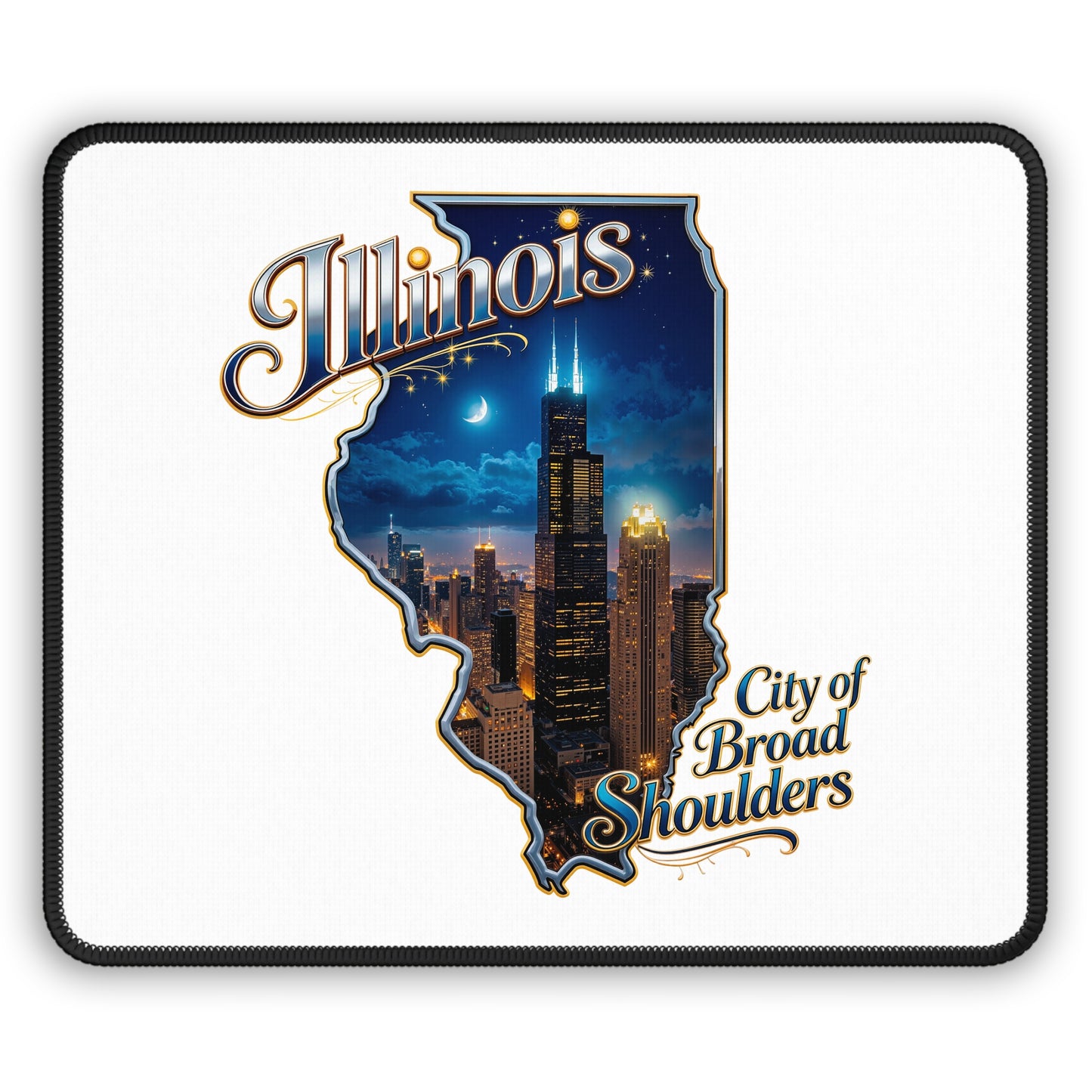 Illinois Gaming Mouse Pad — "City of Broad Shoulders" Chicago Skyline Desk Mat