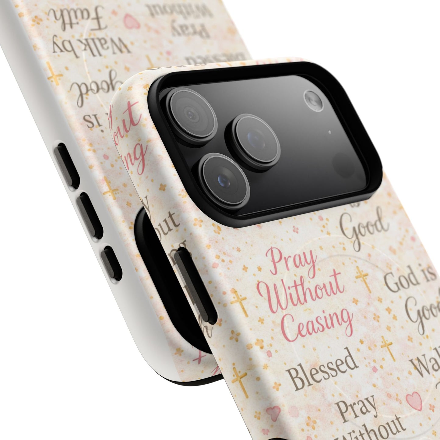 Christian Faith Magnetic Phone Case — "Pray Without Ceasing" Patterned Tough Case