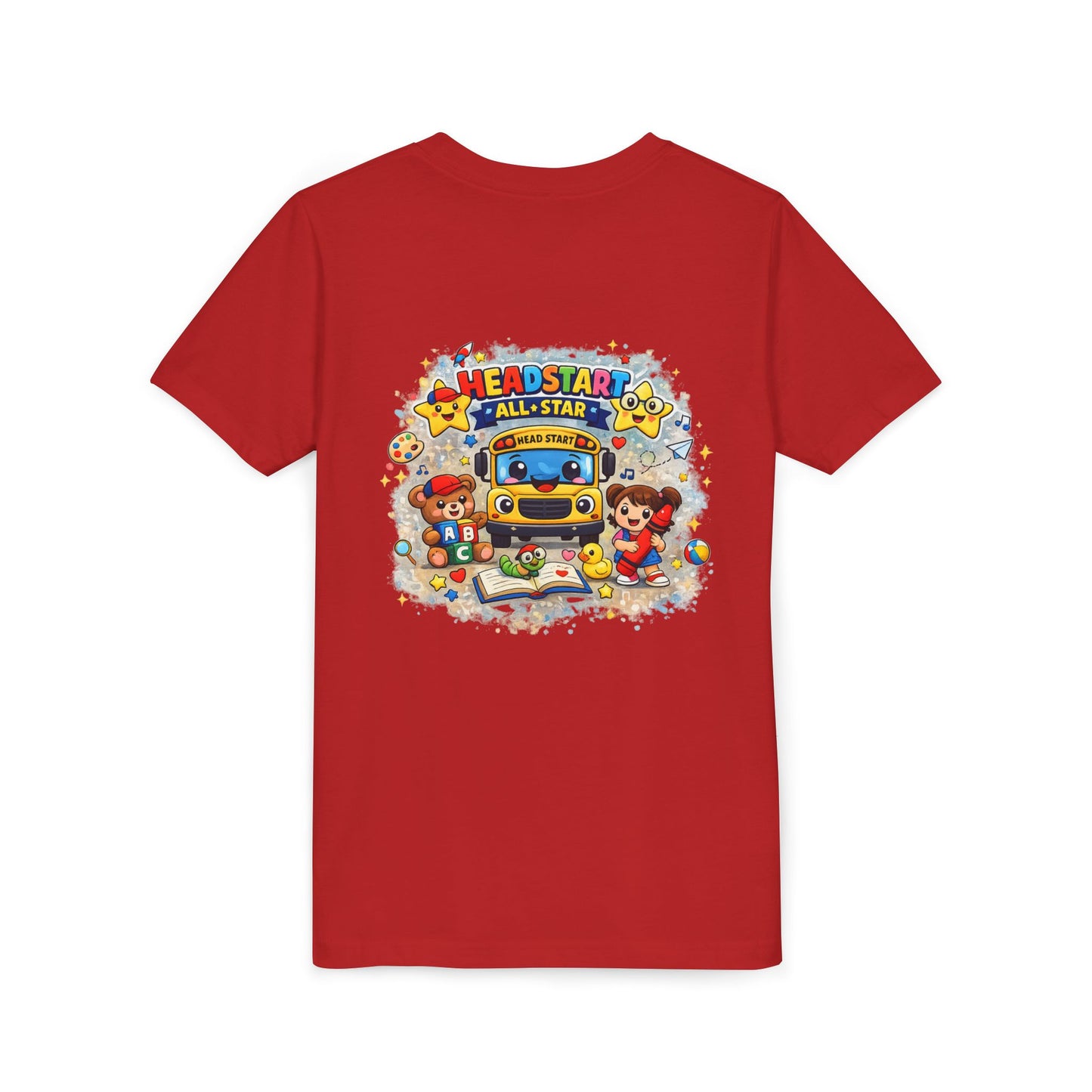 Youth Tee — "Headstart All-Star" Cute School Bus & Characters Back-to-School Shirt