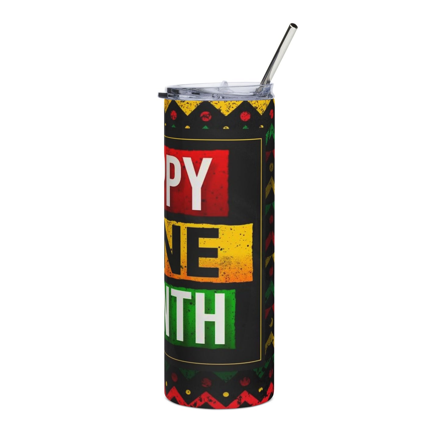 Juneteenth Stainless Steel Tumbler — "Happy Juneteenth" 20oz Insulated Travel Cup