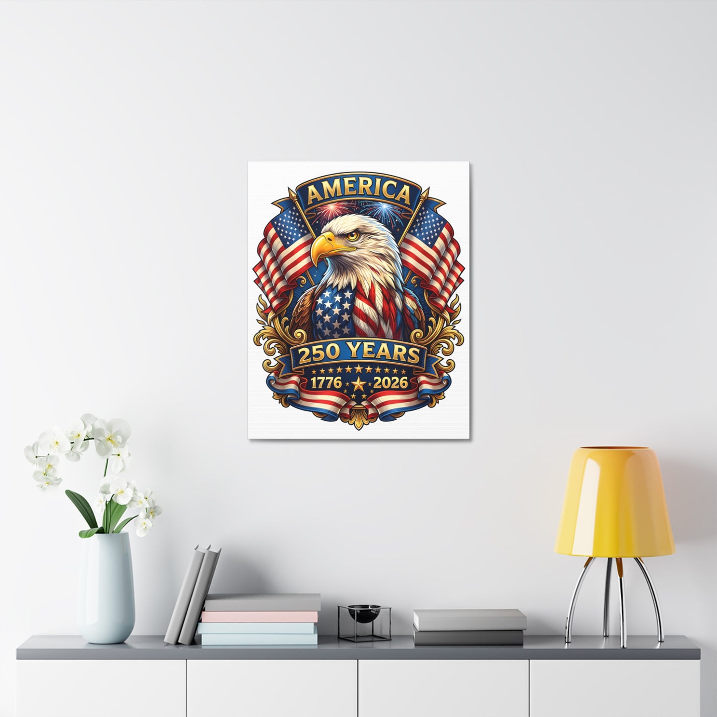 America 250 Years Eagle Stretched Canvas — Patriotic 1776-2026 Anniversary Wall Art
