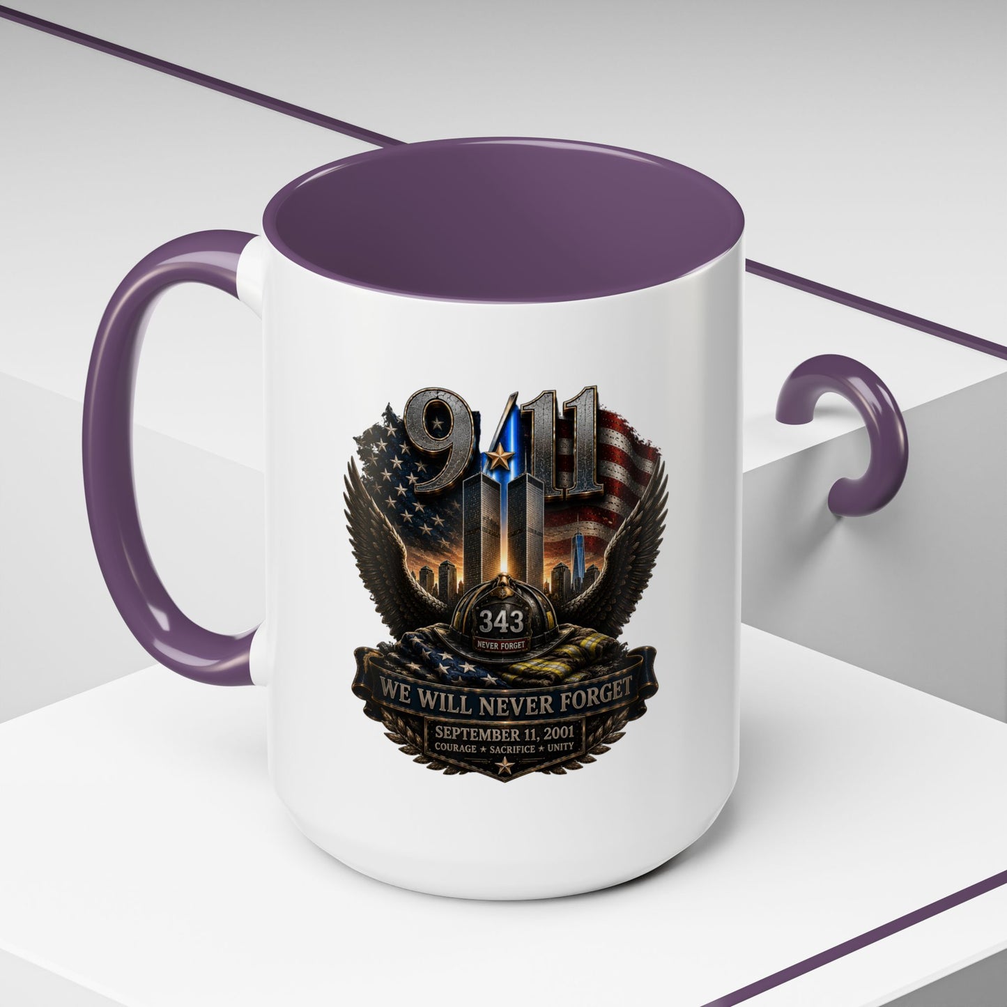 9/11 Memorial Coffee Mug - 'We Will Never Forget' Tribute Accent Mug