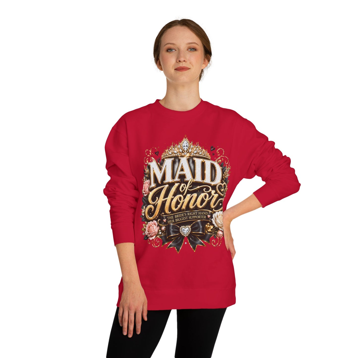 Maid of Honor Sweatshirt - Floral Crown Bridal Party Crewneck