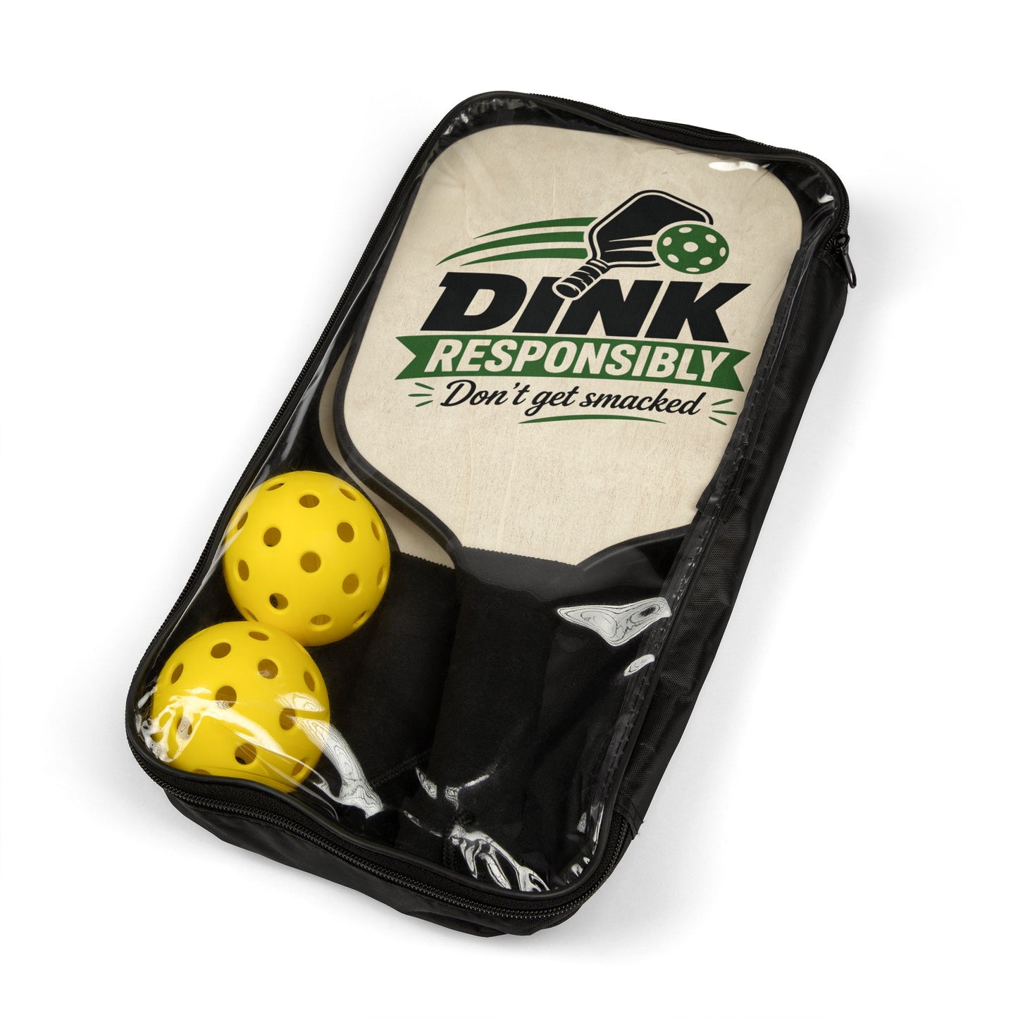 Pickleball Paddle Set — "Dink Responsibly" Graphic Pickleball Kit (2 Paddles + Balls)