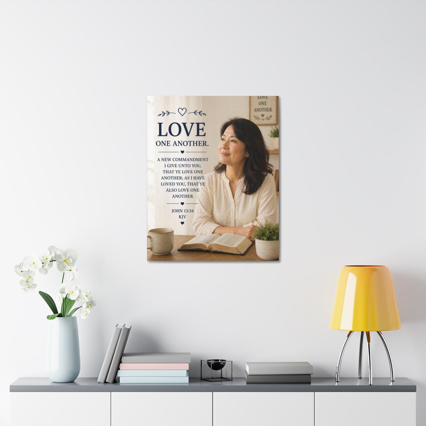 Love One Another — John 13:34 Inspirational Stretched Canvas Wall Art