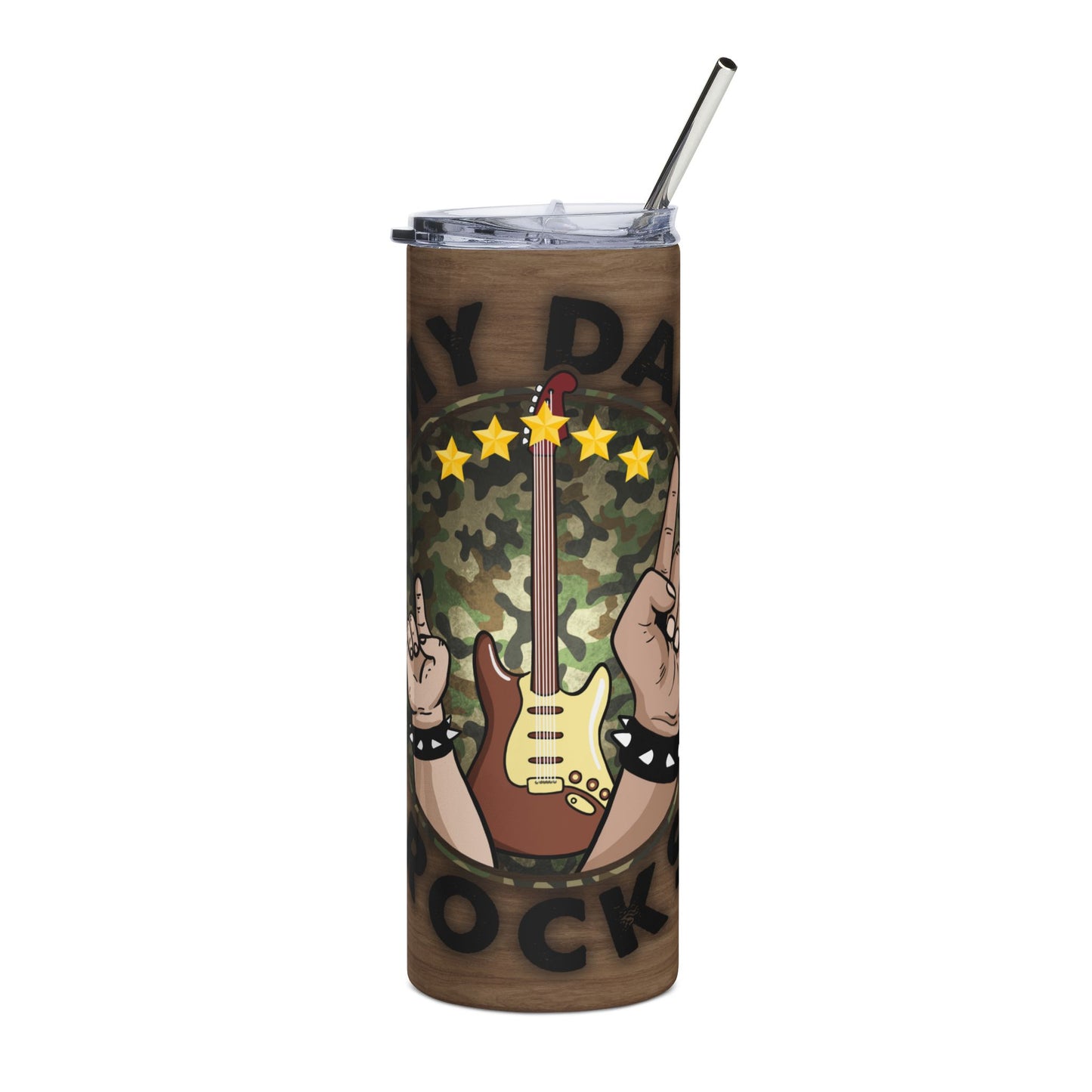 Rock Dad Tumbler - 20oz Stainless Steel Guitar & Camo Travel Cup