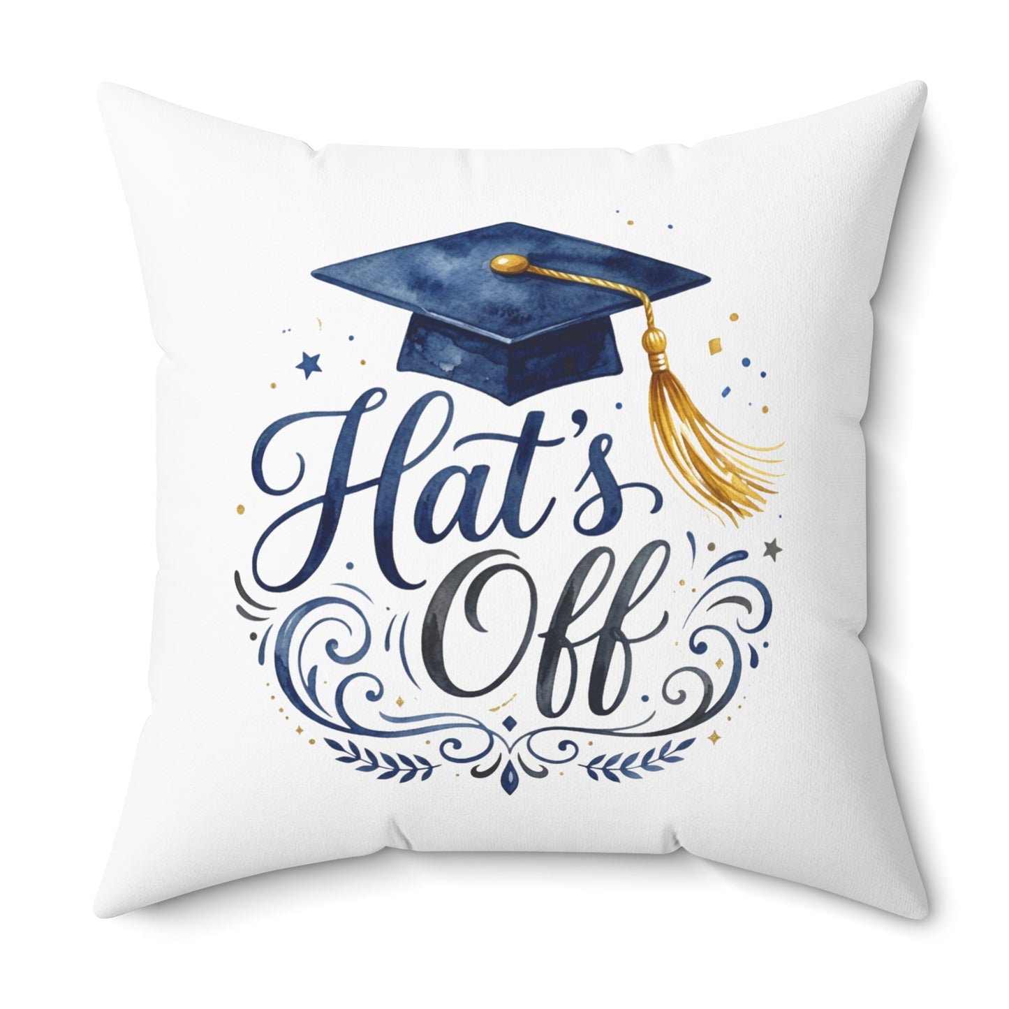 Graduation Pillow — "Hats Off" Decorative Throw Pillow with Cap & Tassel