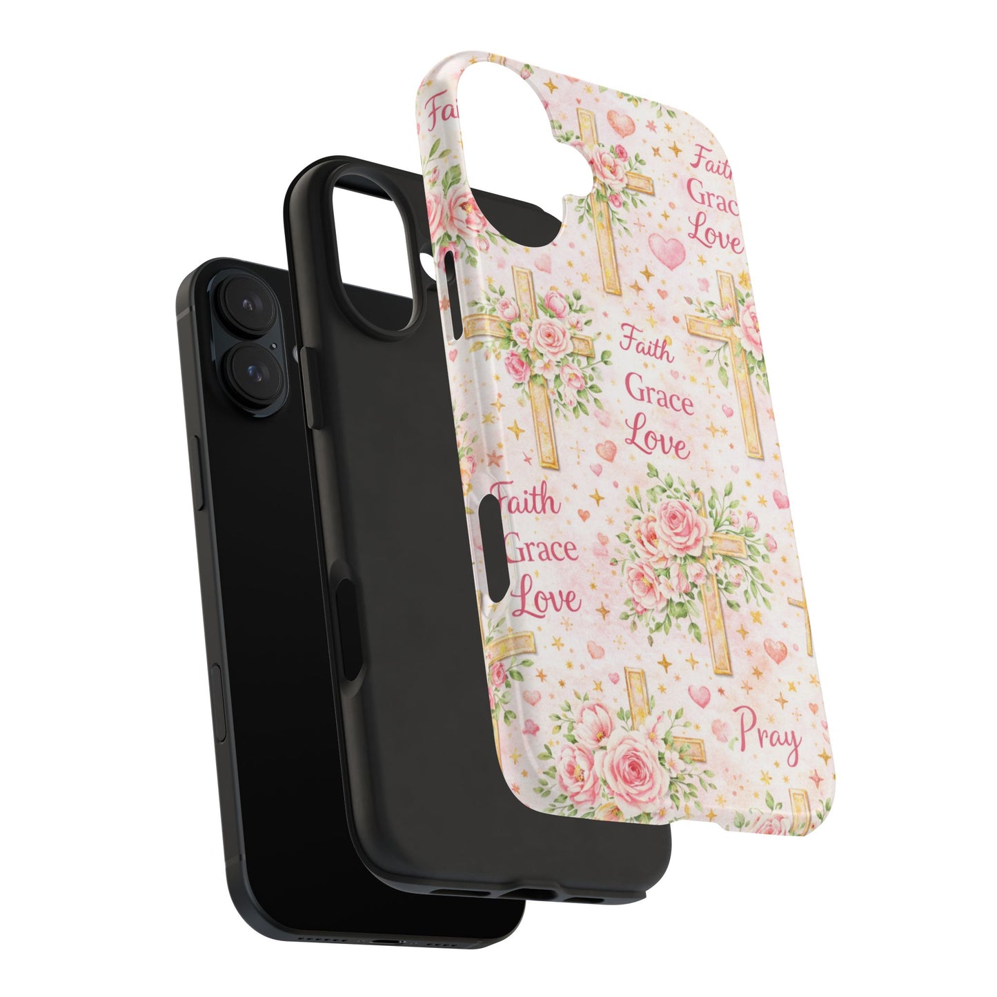 Faith Grace Love Cross Phone Case | Christian Floral iPhone Case