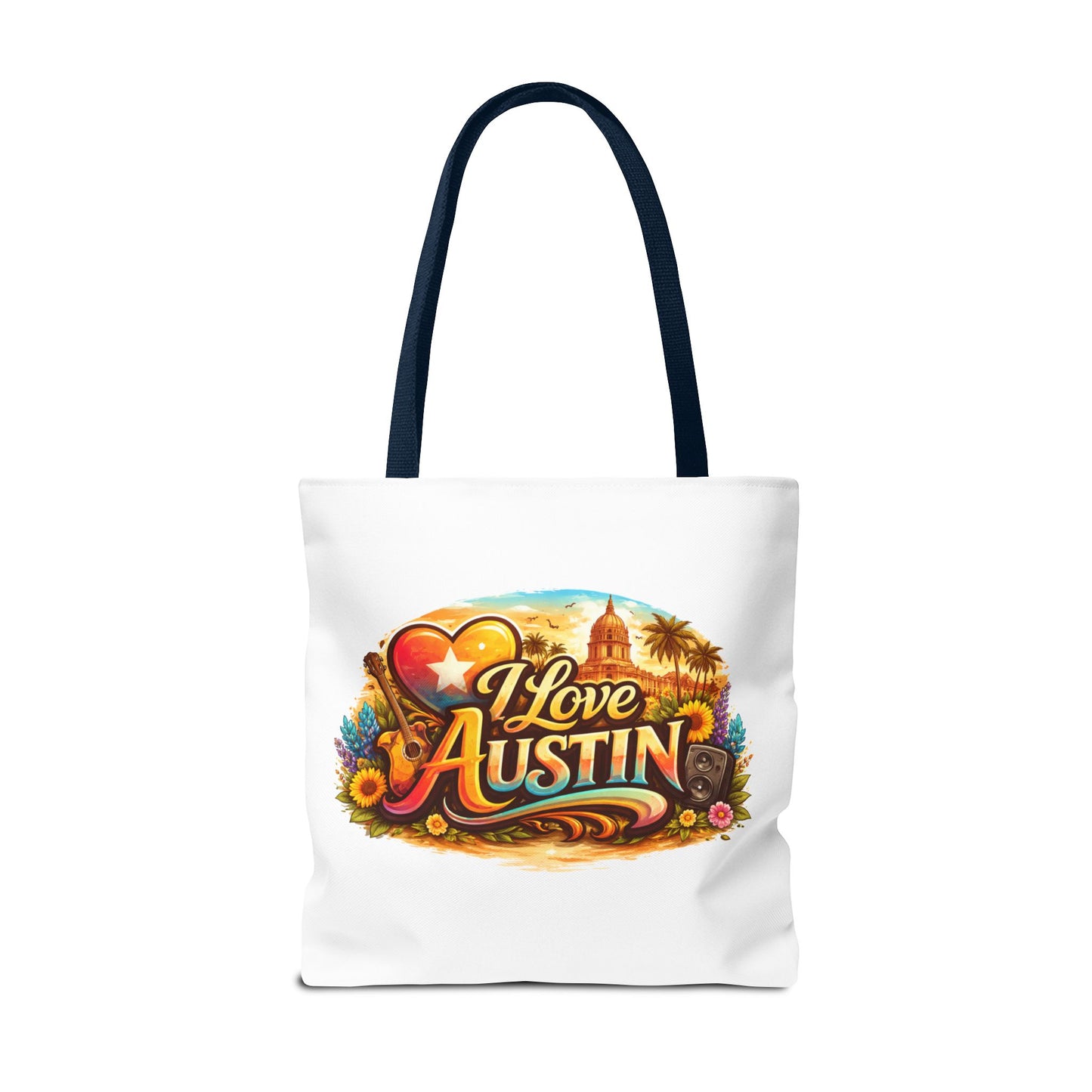 I Love Austin Tote Bag — Retro Cityscape Cotton Shopper